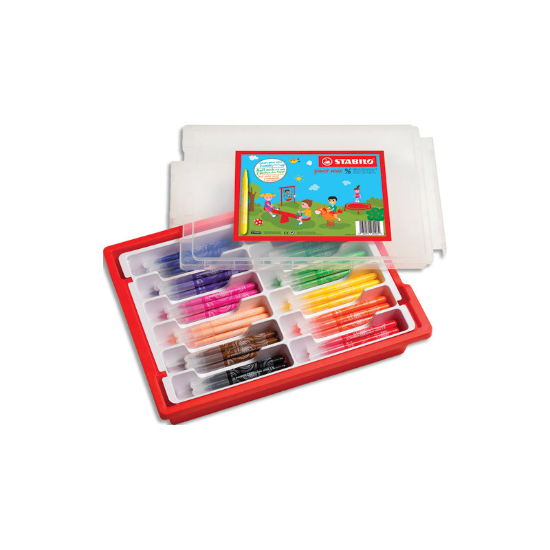 STABILO Schoolpack de 96 feutres de coloriage pointe large Power Max - Coloris assortis