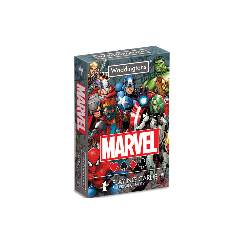 WINNING MOVES Jeu de 54 cartes personnalisées aux couleurs des héros Marvel