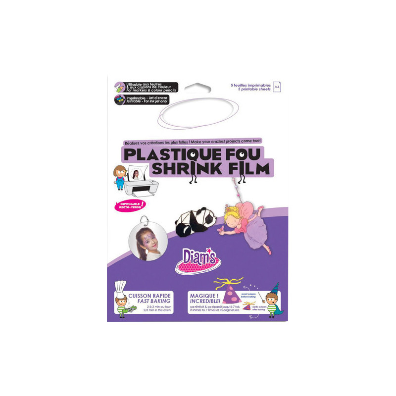 OZ INTERNATIONAL Pochette de 5 feuilles A4 de plastique dingue DIAM'S blanc imprimable recto verso