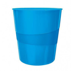 LEITZ Corbeille à papier 15 litres WOW - Dimensions : Ø 29 x H32,4 cm. Finition laquée. Coloris Bleu