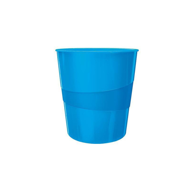 LEITZ Corbeille à papier 15 litres WOW - Dimensions : Ø 29 x H32,4 cm. Finition laquée. Coloris Bleu