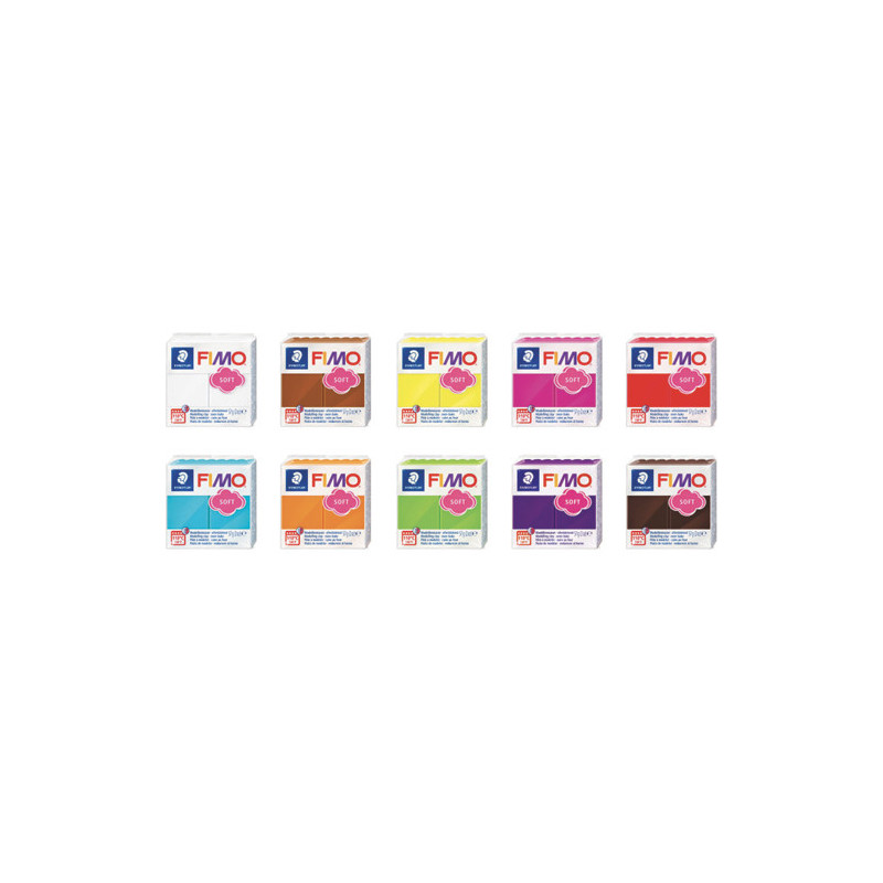 GRAINE CREATIVE Lot de 10 pains 57 gr FIMO SOFT GOURMANDISE - coloris assortis - cuisson à 130 °C