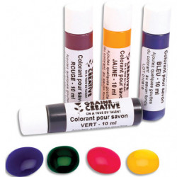 GRAINE CREATIVE Lot de 4 colorants pour savons 10ml - Coloris assortis (bleu, rouge, jaune et vert)