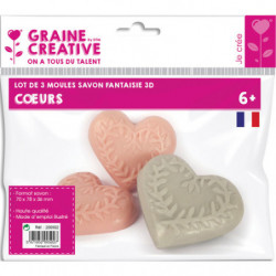 GRAINE CREATIVE Lot de 3 moules thermoformés pour créer des savons en forme de cur