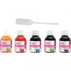 GRAINE CREATIVE Lot de 5 flacons de 27 ml de colorants liquide pour bougies : jne, rge, bl, vert, violet