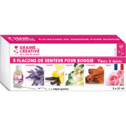 GRAINE CREATIVE Lot de 5 flacons de 27 ml de senteurs pour bougie : fleurs et épices