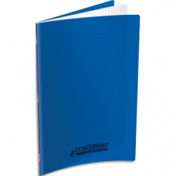 CONQUERANT C9 Cahier piqûre 24x32cm 60 pages 90g grands carreaux Seyès. Couverture polypropylène Bleu