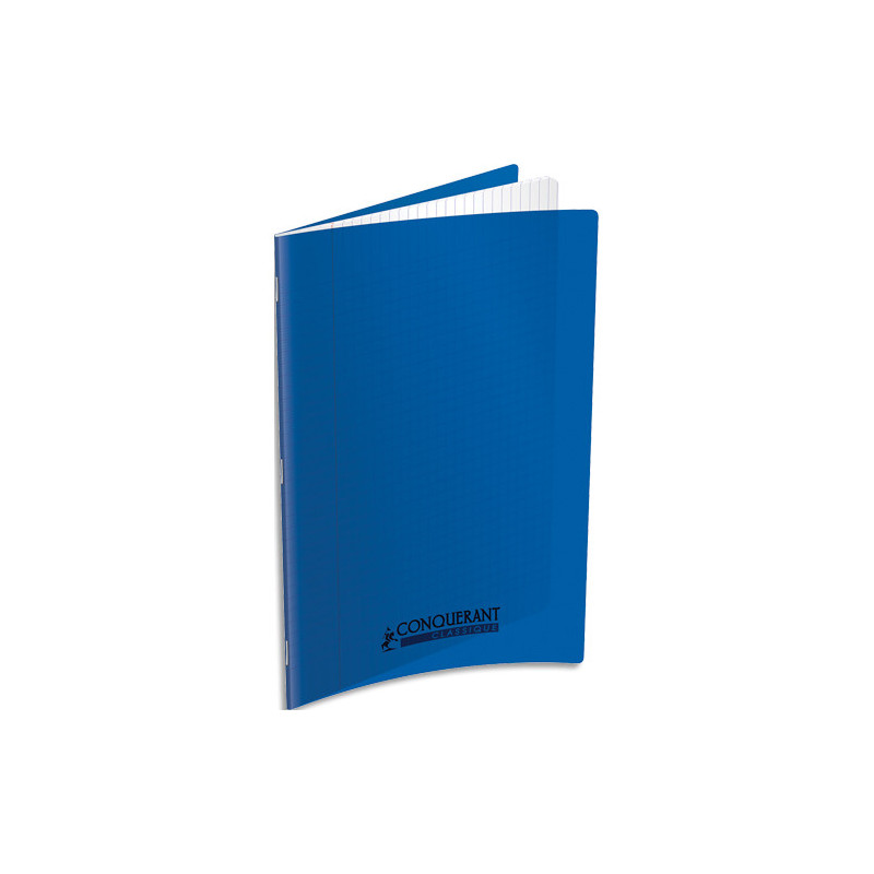 CONQUERANT C9 Cahier piqûre 24x32cm 60 pages 90g grands carreaux Seyès. Couverture polypropylène Bleu