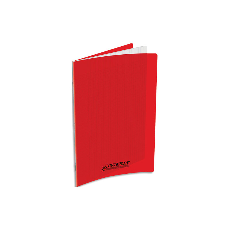 CONQUERANT C9 Cahier piqûre 24x32cm 60 pages 90g grands carreaux Seyès. Couverture polypropylène Rouge