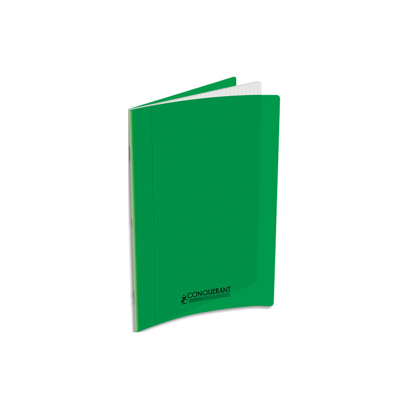 CONQUERANT C9 Cahier piqûre 24x32cm 60 pages 90g grands carreaux Seyès. Couverture polypropylène Vert
