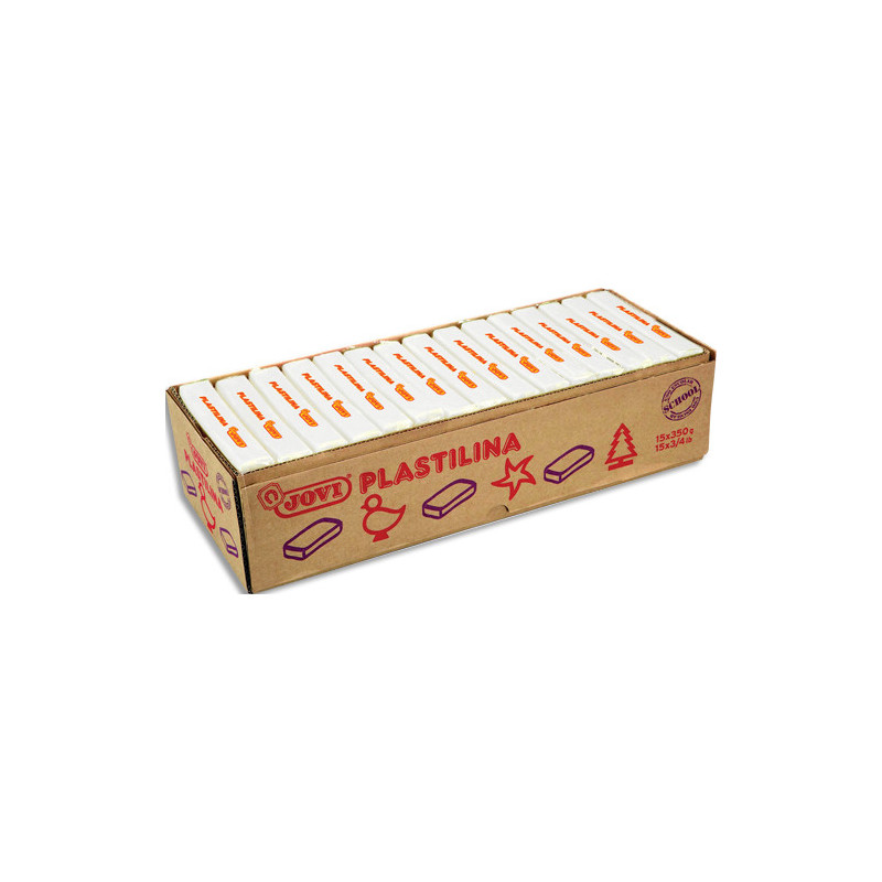 JOVI Plastilina, boîte de 15 x 350 gr de pâte à modeler végétale couleur blanc