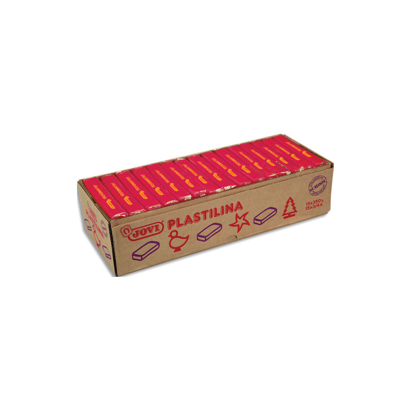 JOVI Plastilina, boîte de 15 x 350 gr de pâte à modeler végétale couleur rubis