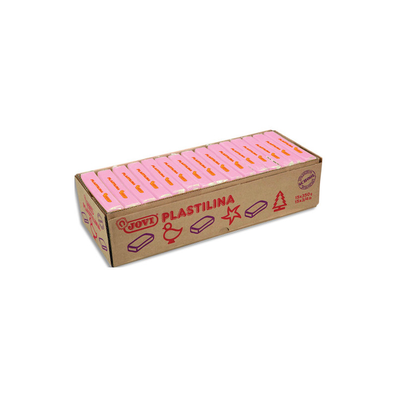 JOVI Plastilina, boîte de 15 x 350 gr de pâte à modeler végétale couleur rose