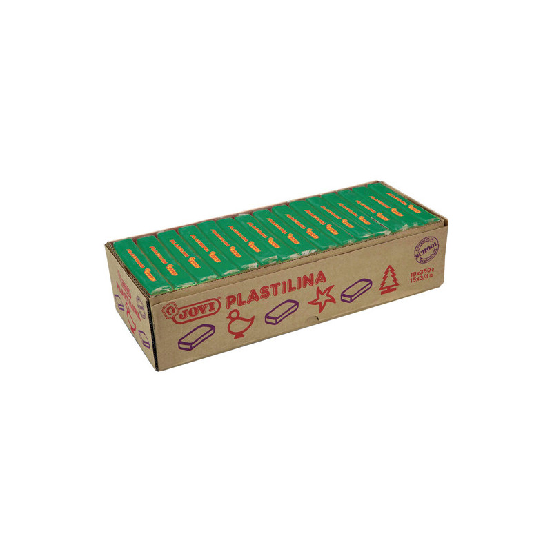 JOVI Plastilina, boîte de 15 x 350 gr de pâte à modeler végétale couleur vert foncé