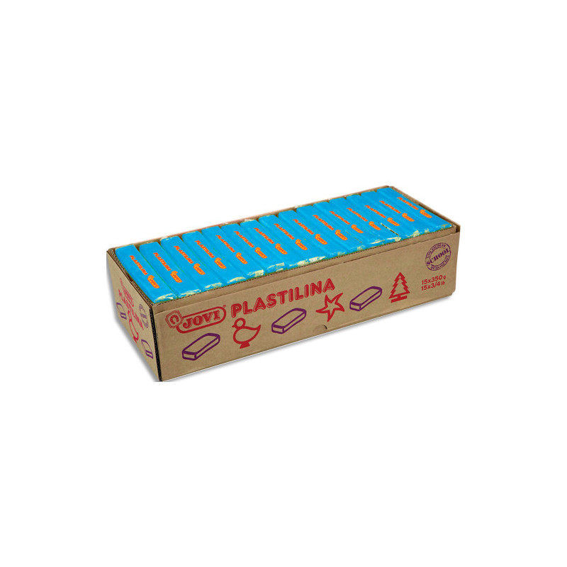 JOVI Plastilina, boîte de 15 x 350 gr de pâte à modeler végétale couleur bleu