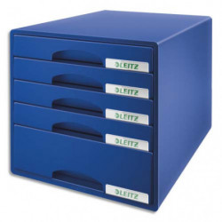 LEITZ Bloc de classement Leitz Plus 5 tiroirs - Bleu - L28,7 x H27 x P36,3 cm