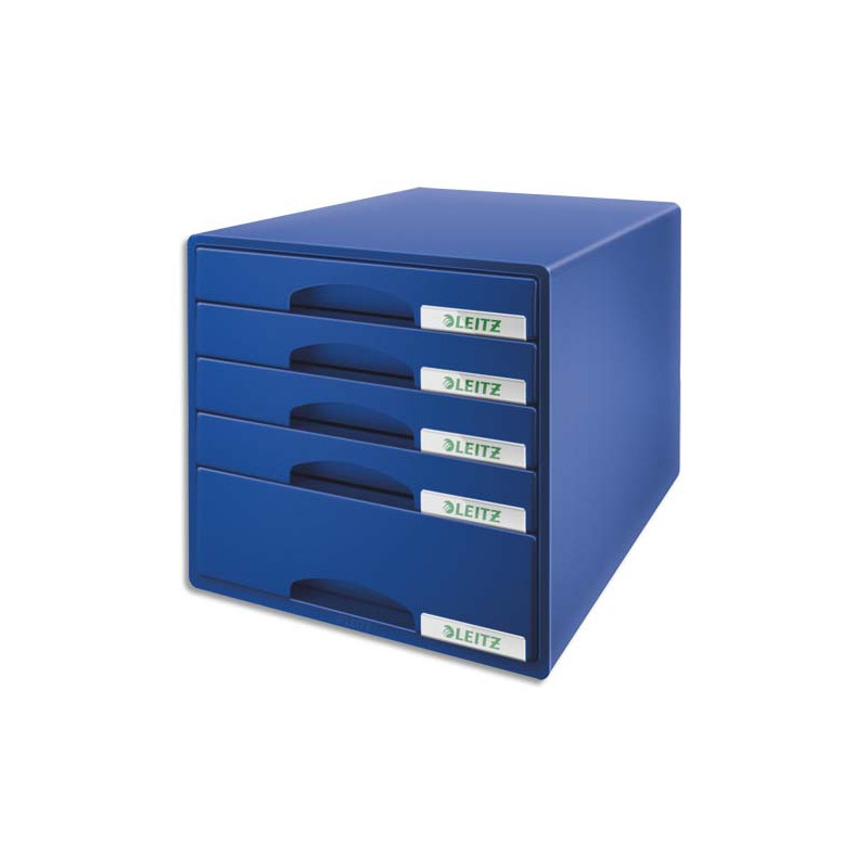 LEITZ Bloc de classement Leitz Plus 5 tiroirs - Bleu - L28,7 x H27 x P36,3 cm