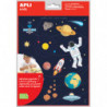 APLI KIDS Pochette de 12 feuilles de gommettes sur la thématique de l'espace