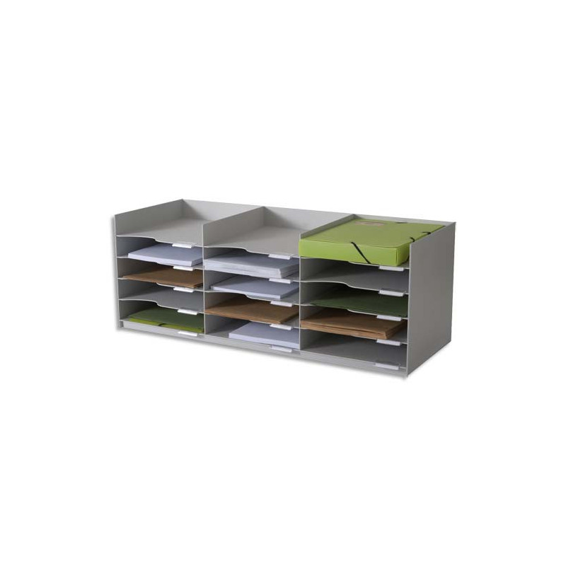PAPERFLOW Bloc classeur 3 x 5 cases Gris pour doc 24x32 cm, capacité 500 feuilles L85,7 x H32,3 x P33 cm