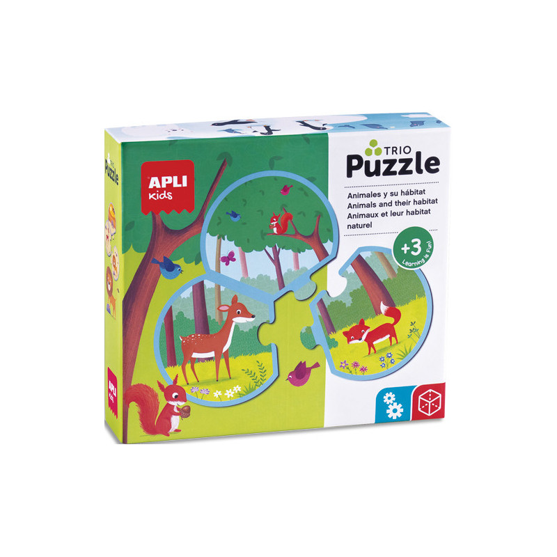 APLI KIDS Puzzle de 24 pièces trio sur le thème des animaux et leur habitat
