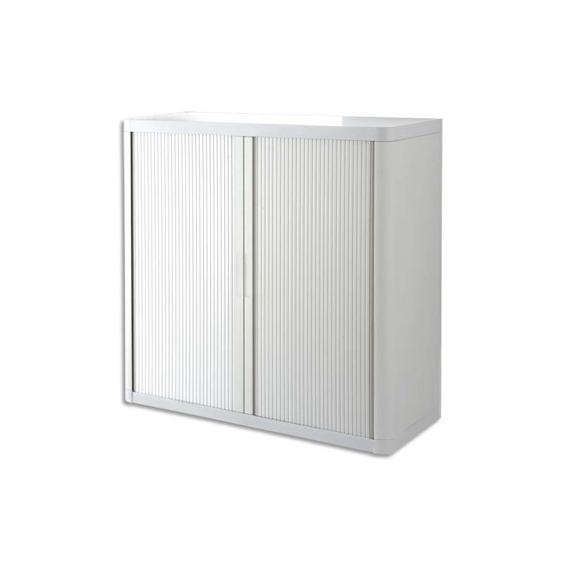 PAPERFLOW EasyOffice armoire démontable corps en PS teinté et rideau Blanc - Dim L110x H104x P41,5 cm