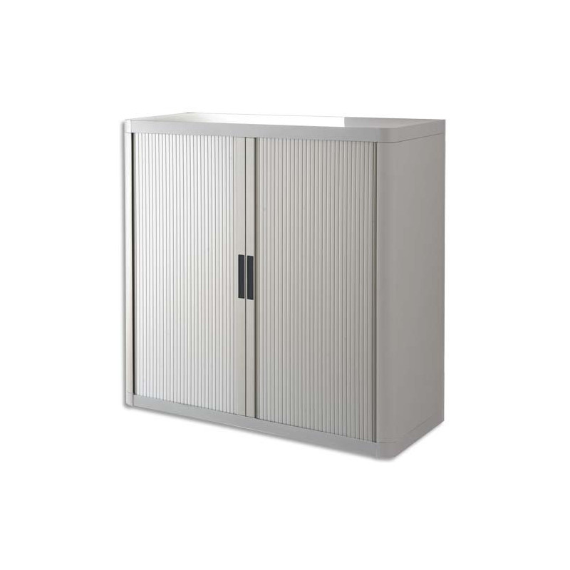 PAPERFLOW EasyOffice armoire démontable corps en PS teinté et rideau Gris - Dim L110x H104x P41,5 cm