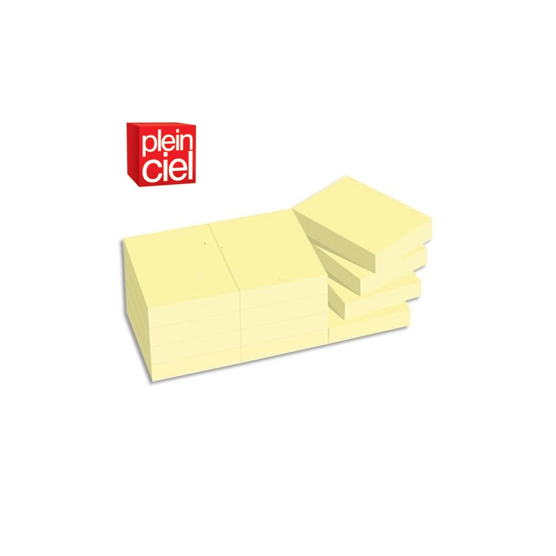 PLEIN CIEL Lot de 12 Blocs de 100 feuilles repositionnables 38x51 Jaune