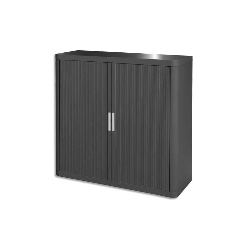 PAPERFLOW EasyOffice armoire démontable corps en PS teinté et rideau Anthracite - Dim L110xH104xP41,5 cm