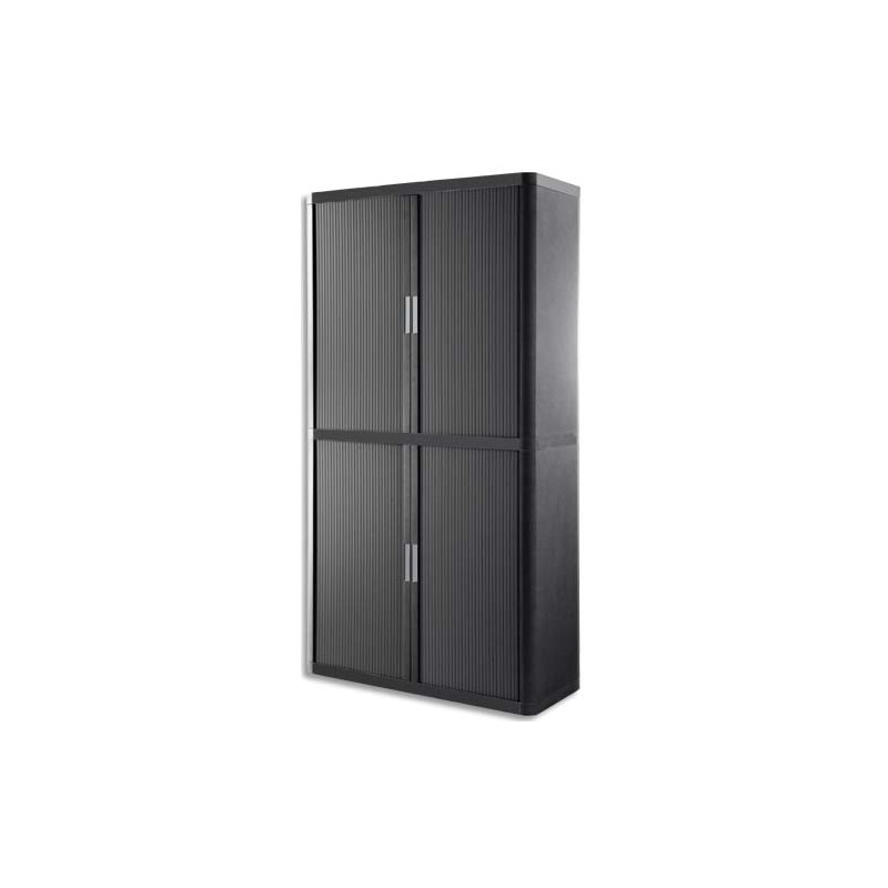 PAPERFLOW EasyOffice armoire démontable corps en PS teinté et rideau Anthracite - Dim L110xH204xP41,5 cm