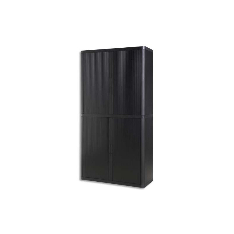 PAPERFLOW EasyOffice armoire démontable corps en PS teinté et rideau Noir - Dim L110x H204x P41,5 cm