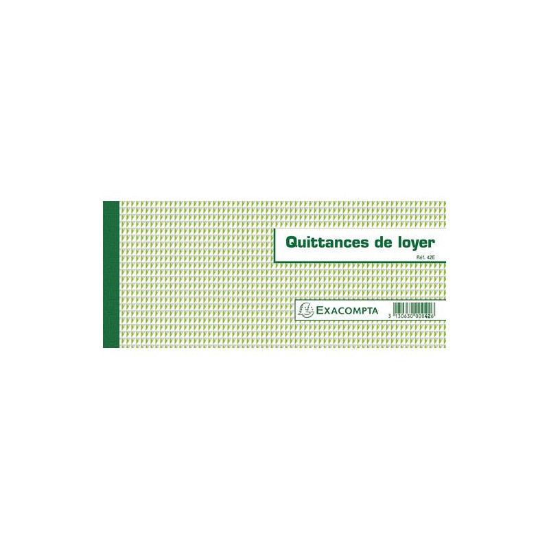 EXACOMPTA Carnet à souche Quittances de loyer 10,1x16,5cm - 50 feuillets - Format horizontal