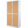 PAPERFLOW EasyOffice armoire démontable corps en PS teinté Blanc rideau Hêtre - Dim L110x H204x P41,5 cm