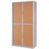 PAPERFLOW EasyOffice armoire démontable corps en PS teinté Gris rideau Hêtre - Dim L110x H204x P41,5 cm