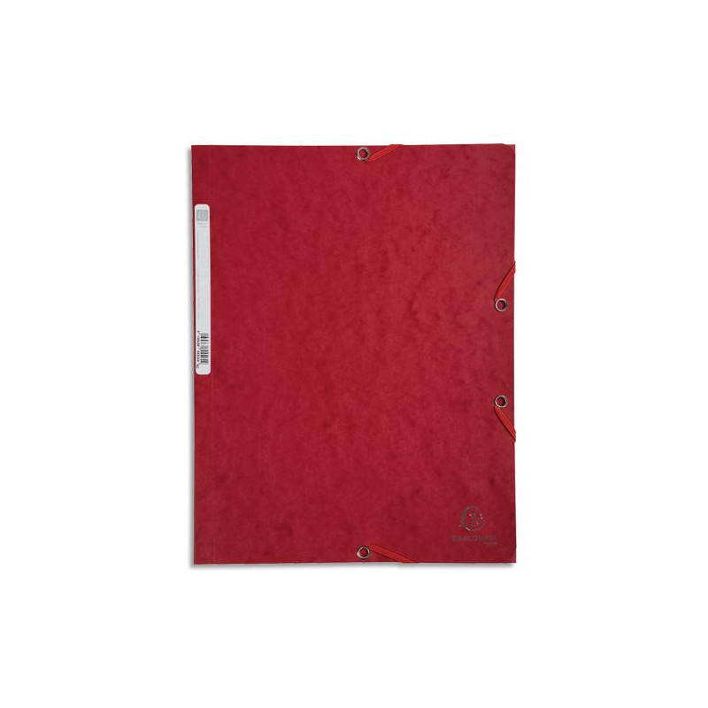 EXACOMPTA Chemise 3 rabats et élastique, en carte lustrée 5/10e, 400gr. Format 24x32cm. Coloris Cerise