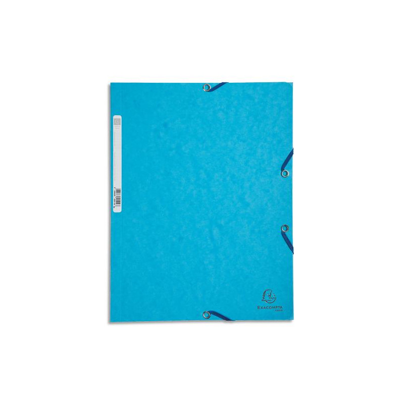 EXACOMPTA Chemise 3 rabats et élastique, en carte lustrée 5/10e, 400gr. Format 24x32cm. Coloris Turquoise
