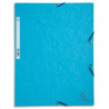 EXACOMPTA Chemise 3 rabats et élastique, en carte lustrée 5/10e, 400gr. Format 24x32cm. Coloris Turquoise