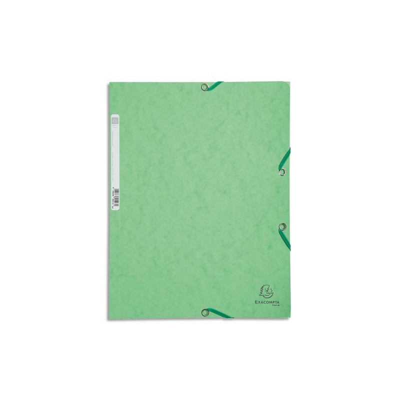 EXACOMPTA Chemise 3 rabats et élastique, en carte lustrée 5/10e, 400gr. Format 24x32cm. Coloris Tilleul