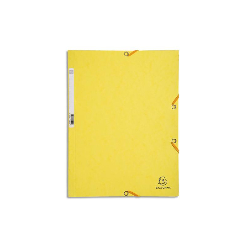 EXACOMPTA Chemise 3 rabats &amp; élastique, en carte lustrée 5/10e, 400gr. Format 24x32cm. Jaune Citron