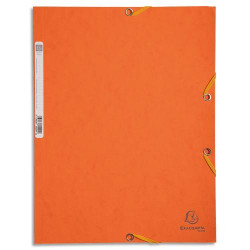 EXACOMPTA Chemise 3 rabats et &eacute;lastique, en carte lustr&eacute;e 5&#47;10e, 400gr. Format 24x32cm. Coloris Orange