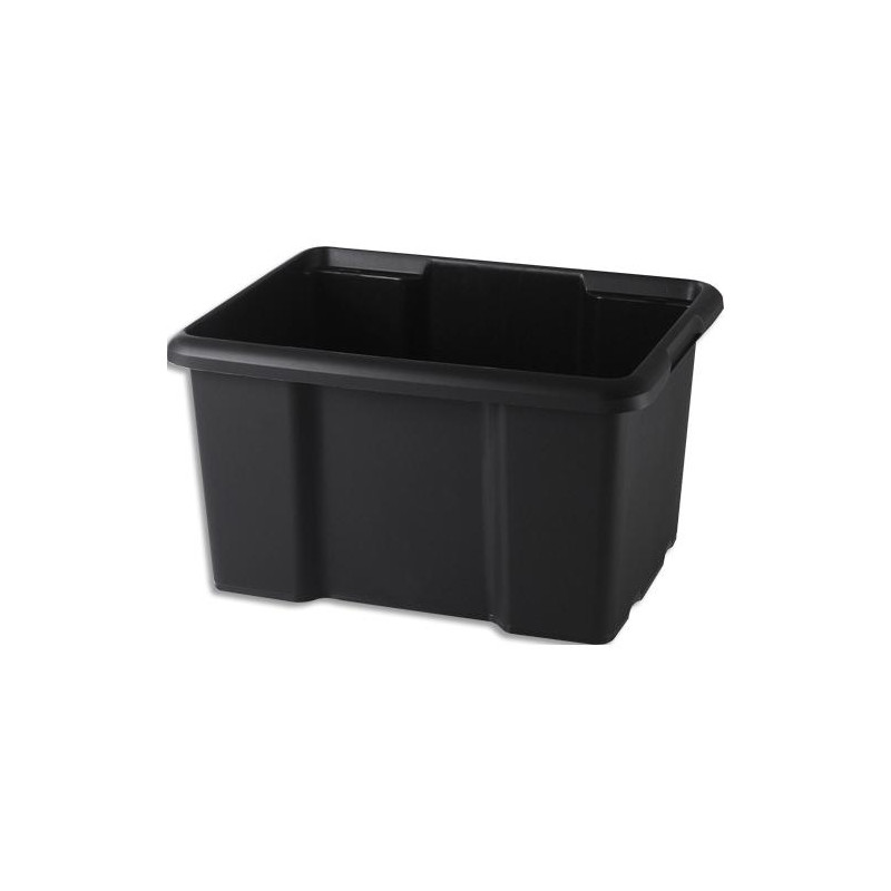 SUNDIS Bac de rangement noir superposable empilable France mati&egrave;re recycl&eacute;e 45L 39,5 x 43,5 x 55,5 cm