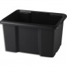 SUNDIS Bac de rangement noir superposable empilable France mati&egrave;re recycl&eacute;e 45L 39,5 x 43,5 x 55,5 cm