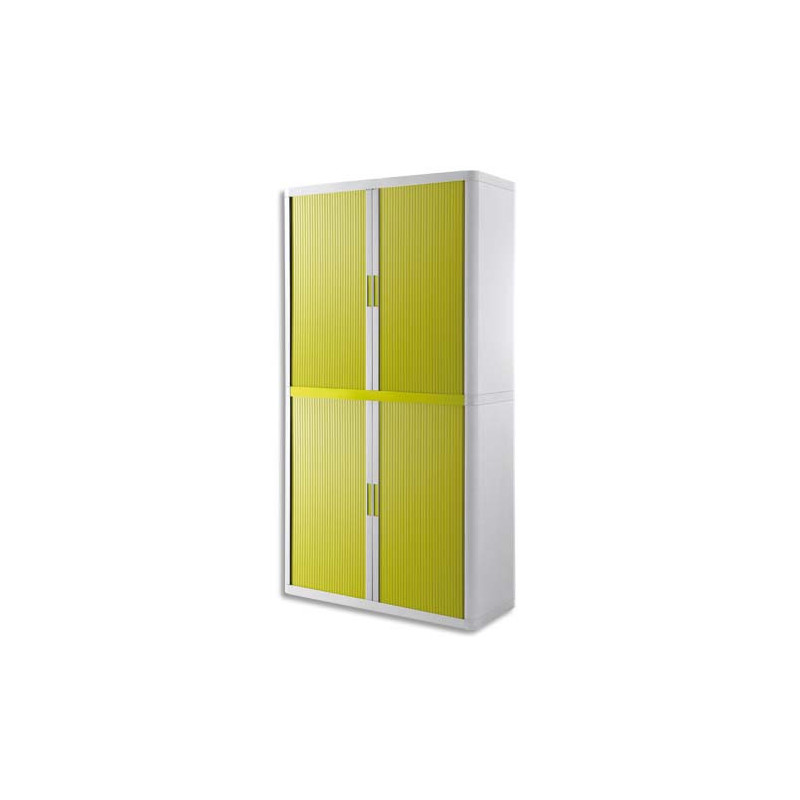 PAPERFLOW EasyOffice armoire démontable corps en PS teinté Blanc rideau Vert - Dim L110x H204x P41,5 cm