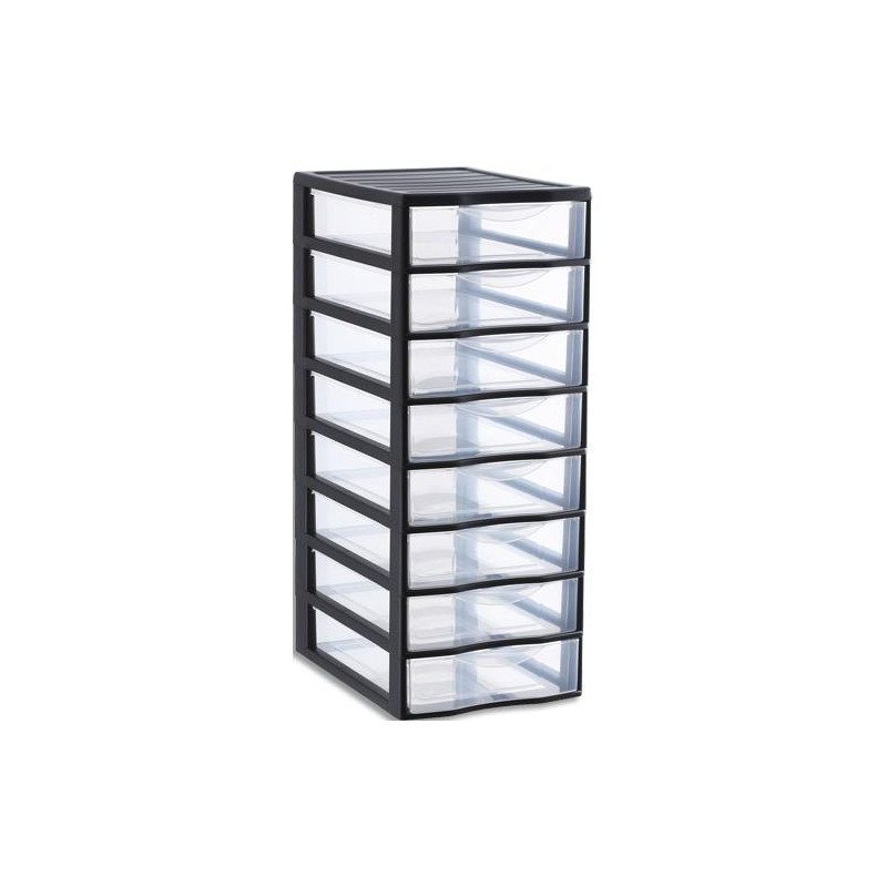 SUNDIS Tour plastique Orgamix 8 tiroirs. 36,5xh65x26cm Système d'arrêt à l'ouverture