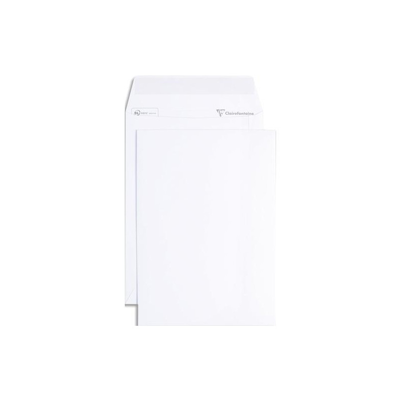 CLAIREFONTAINE Paquet de 50 pochettes vélin Blanc auto-adhésives 120g format C5 162 x 229 mm