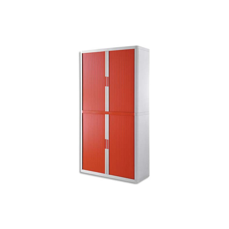 PAPERFLOW EasyOffice armoire démontable corps en PS teinté Blanc rideau Rouge - Dim L110x H204x P41,5 cm