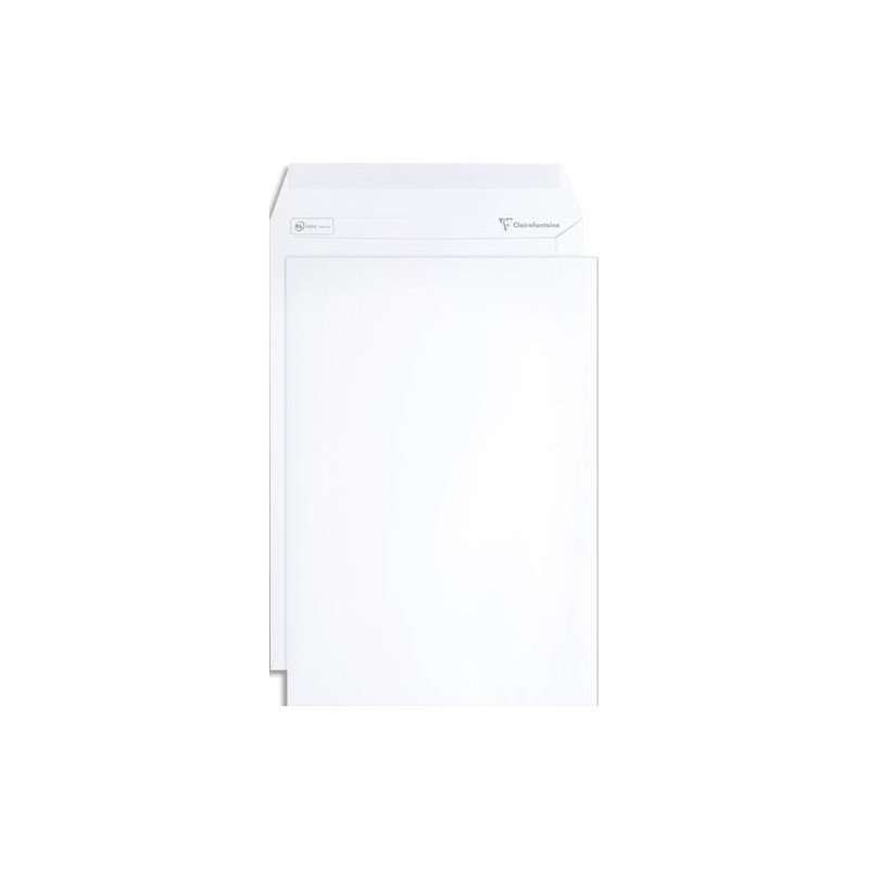CLAIREFONTAINE Paquet de 50 pochettes vélin Blanc auto-adhésives 120g format C4 229 x 324 mm