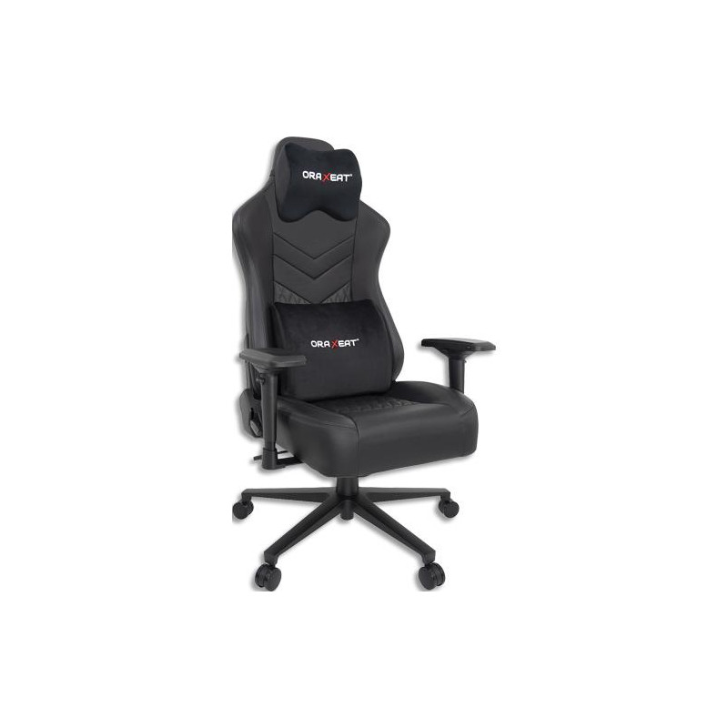 ORAXEAT Fauteuil gamer MX850 noir, base aluminium, assise 54x57cm, dossier 57x87cm, Poids maxi 150 kg