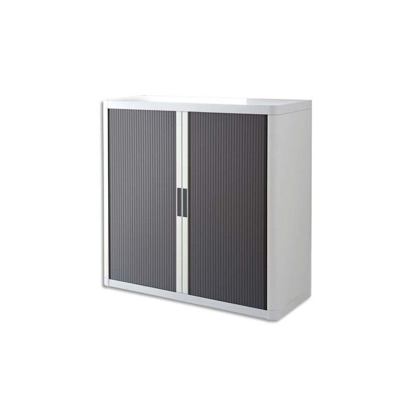PAPERFLOW EasyOffice armoire démontable corps en PS teinté Blanc rideau Anthracite L110x H104x P41,5 cm