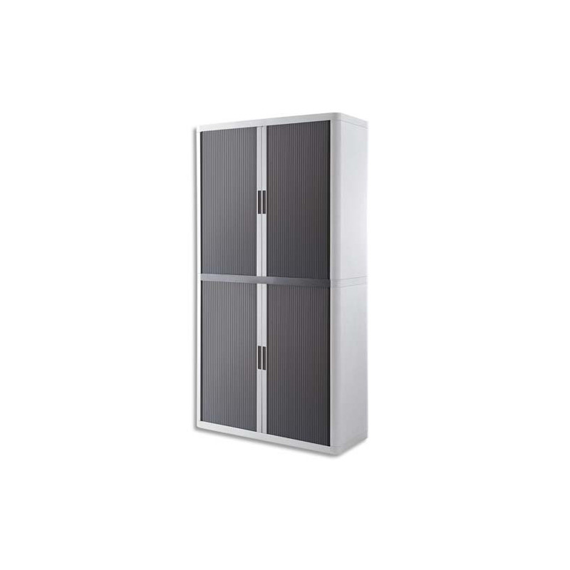 PAPERFLOW EasyOffice armoire démontable corps en PS teinté Blanc rideau Anthracite L110x H204x P41,5 cm