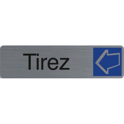 EXACOMPTA Plaque adh&eacute;sive imitation aluminium Tirez 16,5X4,4 cm 67156E